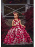 Fuchsia Floral Cross Back Flower Girl Dress